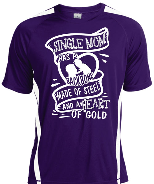 Single Mom Has A Backbone Made Of Steel T Shirt, Being A Mom T Shirt, Cool Shirt
