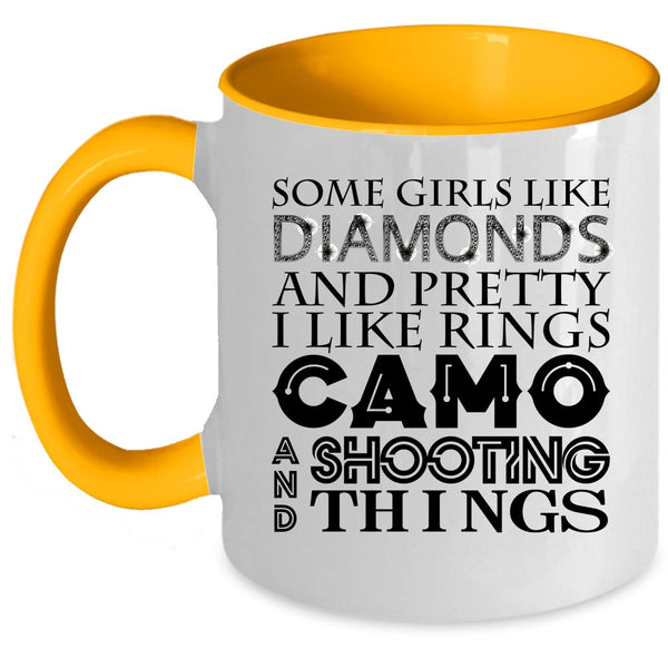 I Like Rings Camo And Shooting Coffee Mug, Pretty Girls Accent Mug