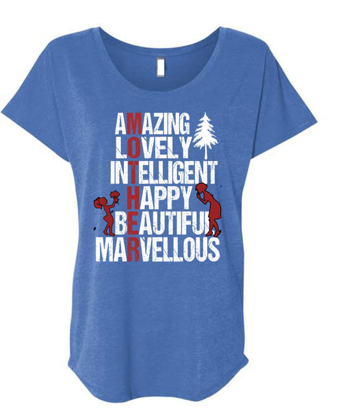 Amazing Lovely Intelligent Happy T Shirt, Being A Mom T Shirt, Cool Shirt (Ladies' Triblend Dolman Sleeve)