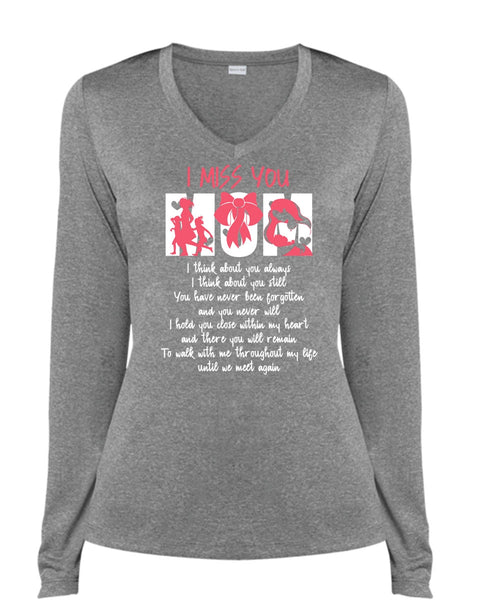 I Miss You Mom T Shirt, Being A Mom T Shirt, Cool Shirt (Ladies LS Heather V-Neck)