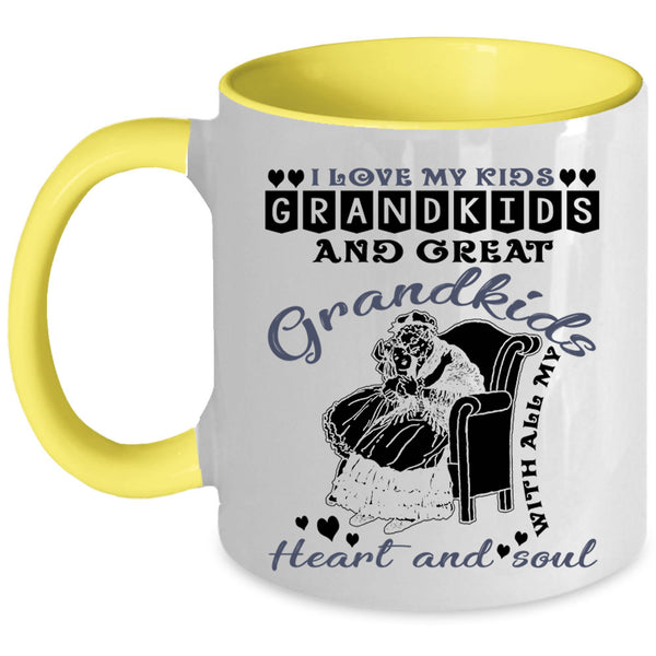 Grandkids And Great Grandkids Coffee Mug, I Love My Kids Accent Mug
