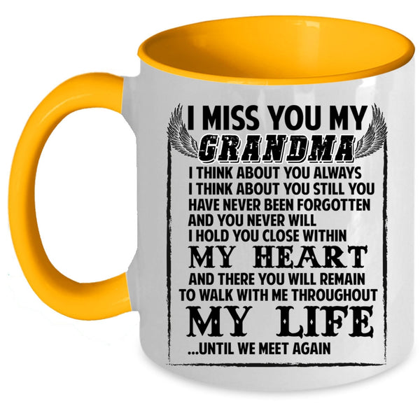 Cute Gift For Grandkids Coffee Mug, I Miss You My Grandma Accent Mug