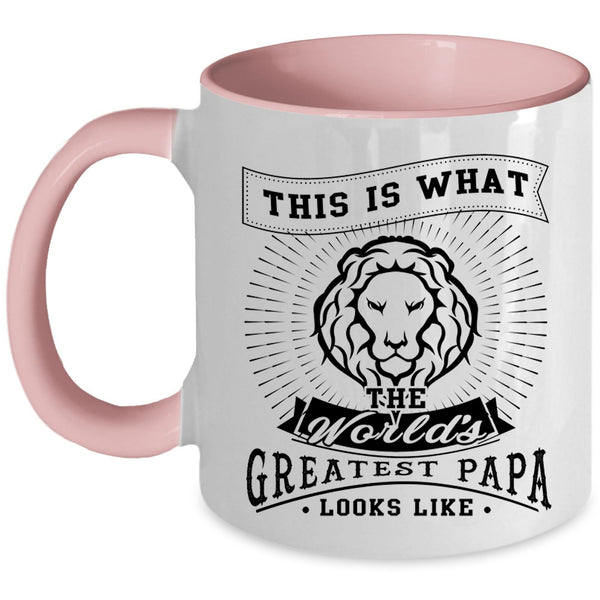 Funny Papa Coffee Mug, What The World's Greatest Papa Looks Like Accent Mug