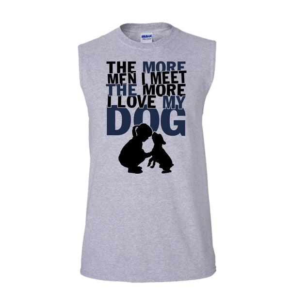The More Men I Meet T Shirt, Coolest Dog Lover Tank Top (Men's Cotton Sleeveless)