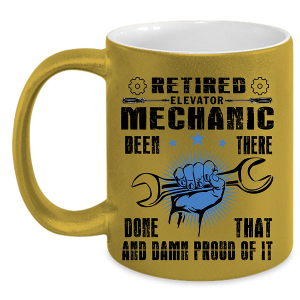 Cool Retirement Coffee Mug, Retired Elevator Mechanic Accent Mug
