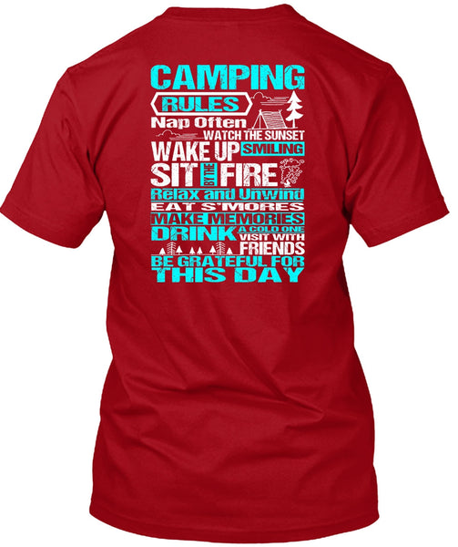 Camping Rules Nap Often T Shirt, Wake Up Smiling T Shirt