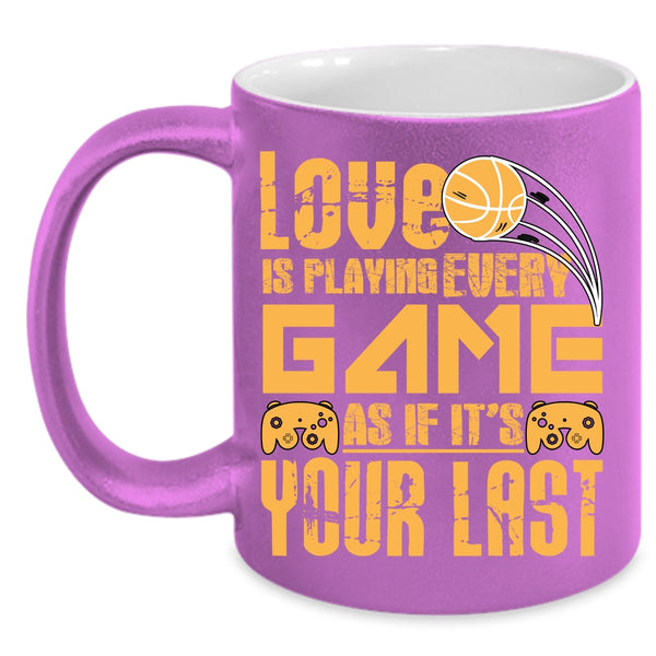 Love Is Playing Every Game Coffee Mug, Funny Gift For Gamers Coffee Cup