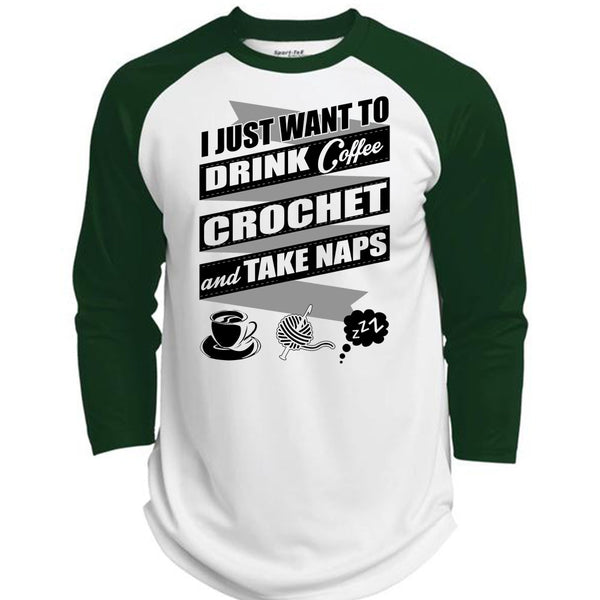 I Just Want To Drink Coffee T Shirt, I Love Crochet T Shirt, Awesome T-Shirts  (Polyester Game Baseball Jersey)