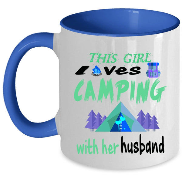 Married Coffee Mug, This Girl Loves Camping With Her Husband Accent Mug