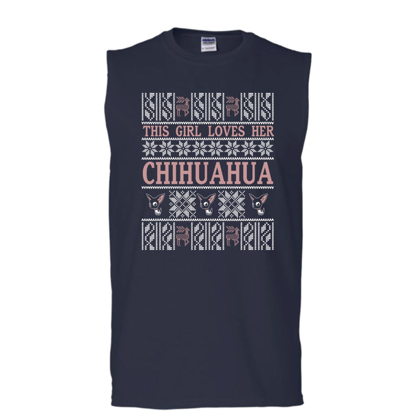 This Girl Loves Her Chihuahua T Shirt, Coolest Chihuahua Lover Tank Top (Men's Cotton Sleeveless)