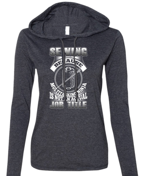 Sewing Because Multitasking T Shirt, Being A Sewing T Shirt (Anvil Ladies Ringspun Hooded)