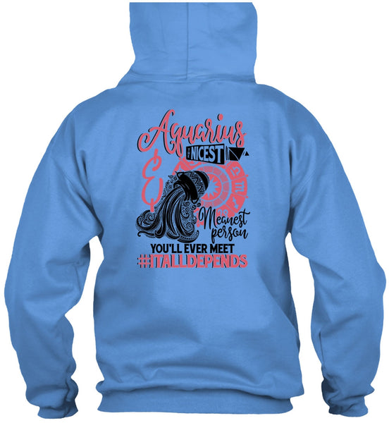 Aquarius Nicest Meanest Person T Shirt, I Love Aquarius T Shirt