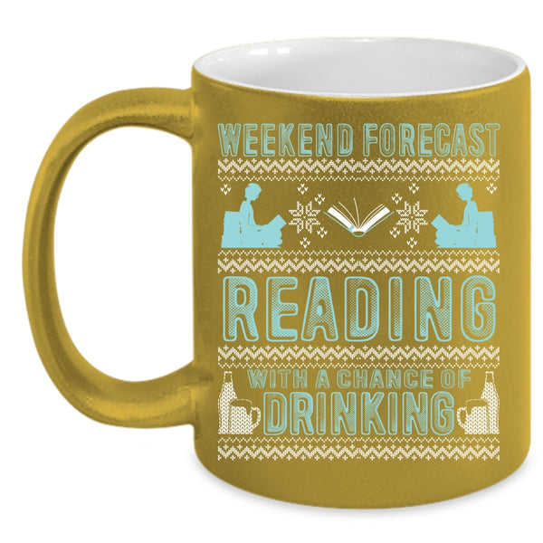 Weekend Forecast Reading Coffee Mug, Cute Book Reader Coffee Cup