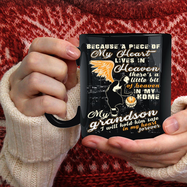 A Piece Of My Heart Lives In Heaven Coffee Mug, My Grandson Coffee Cup