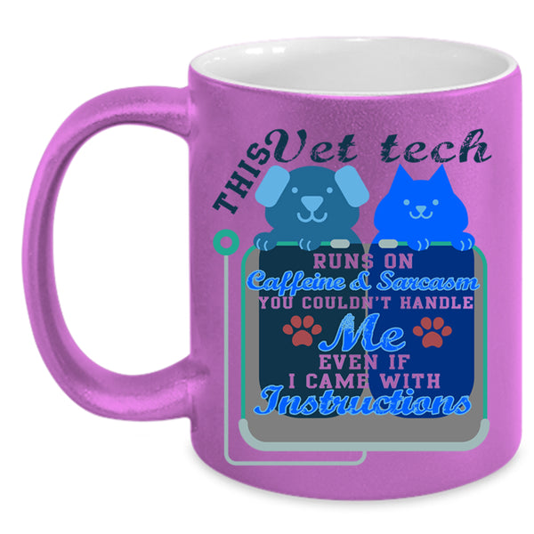 Cute Vet Tech Coffee Mug, This Vet Tech Runs On Caffeine Accent Mug