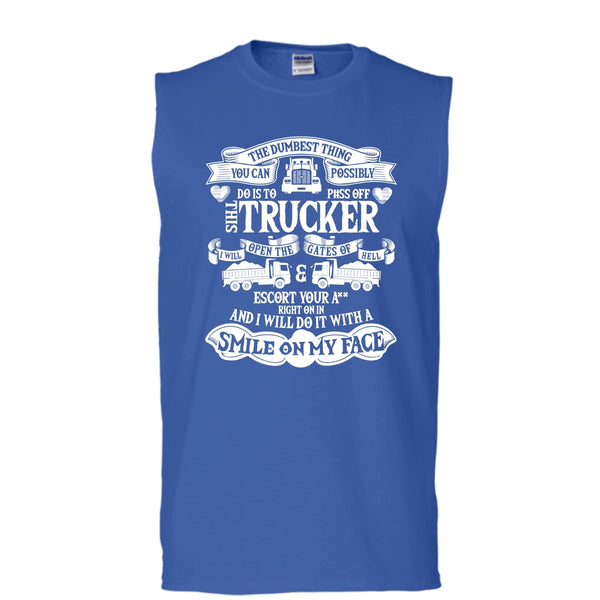 This Trucker T Shirt, Coolest Trucking T Shirt, Cool T Shirt (Men's Cotton Sleeveless)