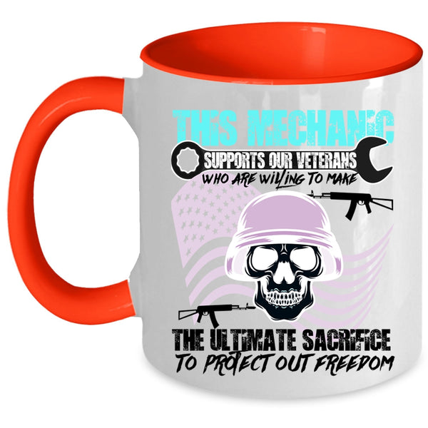 Cool Veteran Coffee Mug, This Mechanic Supports Our Veterans Accent Mug
