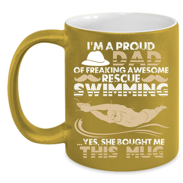 I'm A Proud Dad Of Rescue Swimming Coffee Mug, Cool Daddy Coffee Cup