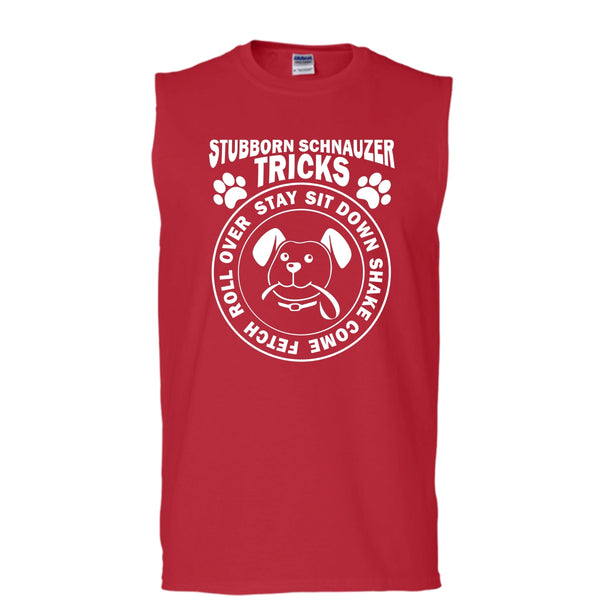 Stubborn Schnauzer Tricks Shirt, Cool Dog Shirt (Men's Cotton Sleeveless)