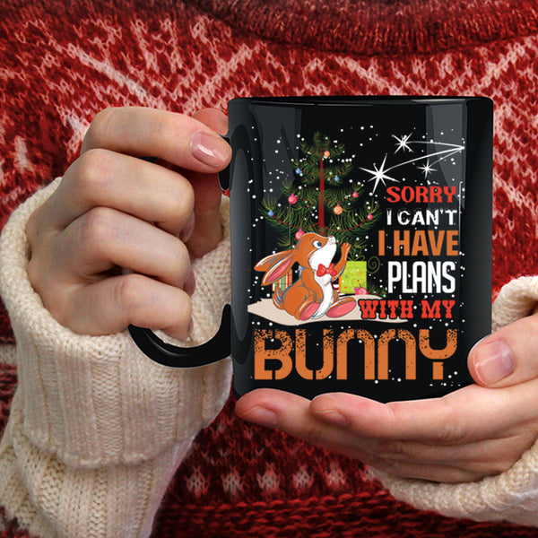 I Have Plans With My Bunny Coffee Mug, Cool Christmas Coffee Cup