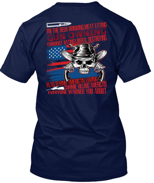 Meat Eating Gun Owning T Shirt, Flag Flying T Shirt