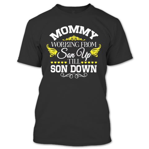 A black t-shirt with the shopify logo