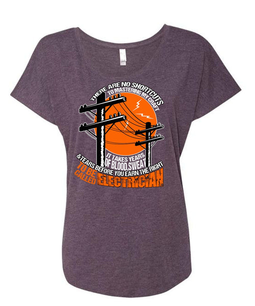 To Be Called Electrician T Shirt, Blood Sweat And Tears T Shirt, Cool Shirt (Ladies' Triblend Dolman Sleeve)