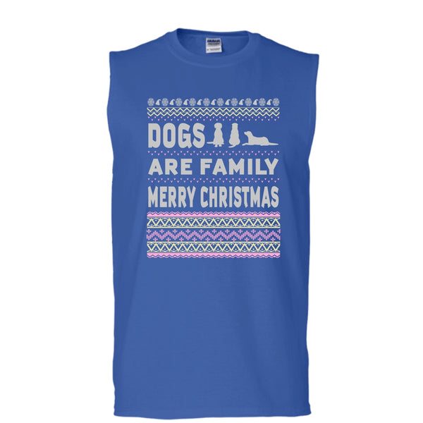 Dog Are Family T Shirt, Merry Christmas Tank Top (Men's Cotton Sleeveless)