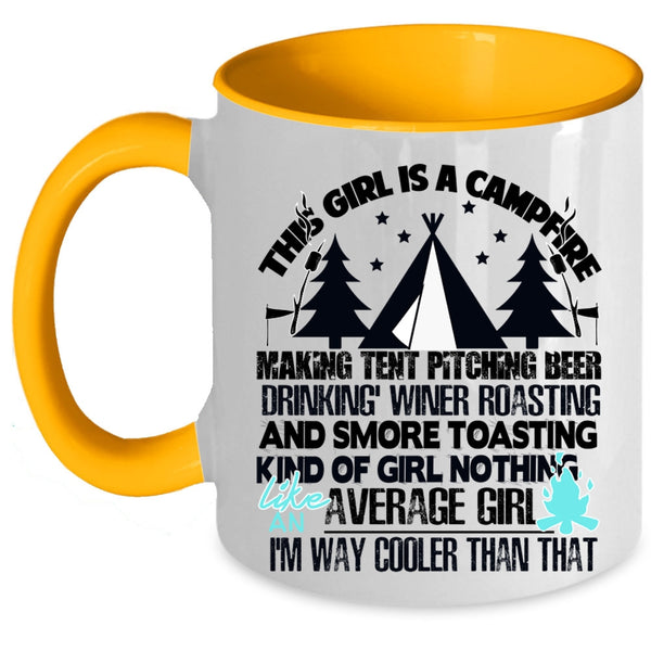 Cool Gift For Daughter Coffee Mug, This Girl Is A Campfire Accent Mug