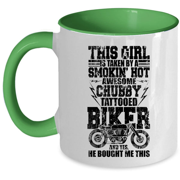 Awesome Biker Coffee Mug, This Girl Is Taken By A Tattooed Biker Accent Mug