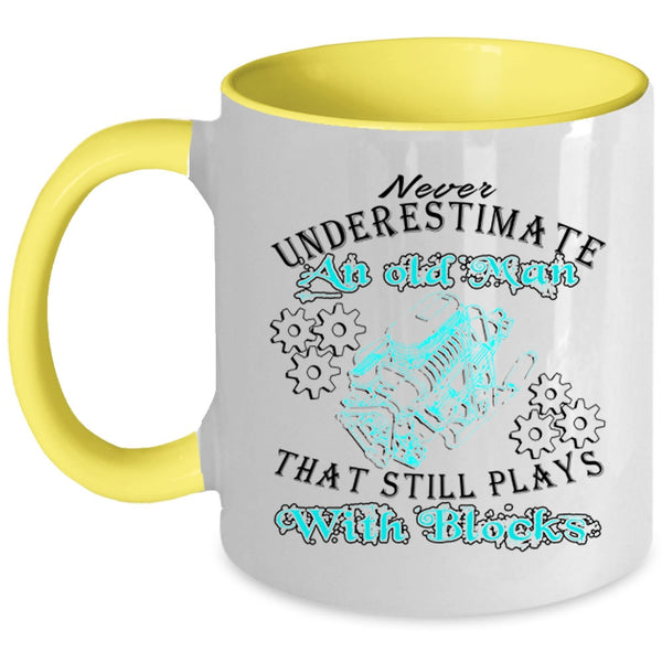 Awesome Grandpa Coffee Mug, An Old Man Plays With Blocks Accent Mug