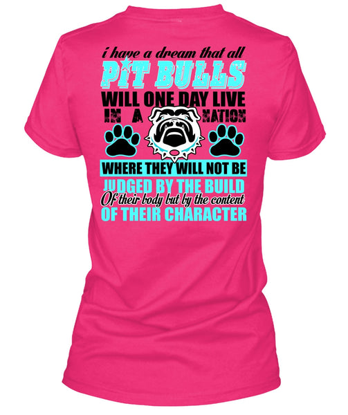 I Have A Dream That All Pit Bulls T Shirt, My Favorite T Shirt, Cool Shirt (Ladies LS Heather V-Neck)