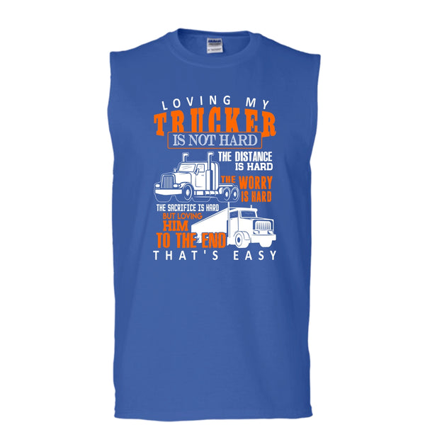 Loving My Trucker T Shirt, Gift For Trucker Tank Top (Men's Cotton Sleeveless)