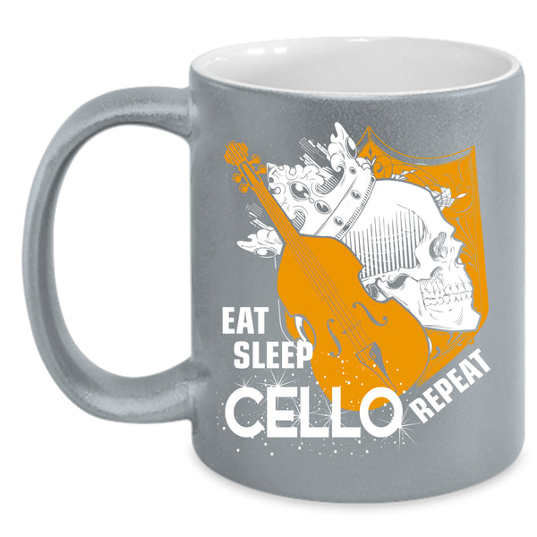 Eat Sleep Cello Repeat Coffee Mug, Cool Cello Player Coffee Cup