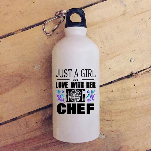Just A Girl In Love With Her Chef 20 oz Stainless Steel Bottle,Pretty Girl Outdoor Sports Water Bottle