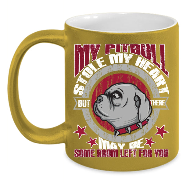 My Pitbull Stole My Heart Coffee Mug, I Love My Pitbull Coffee Cup