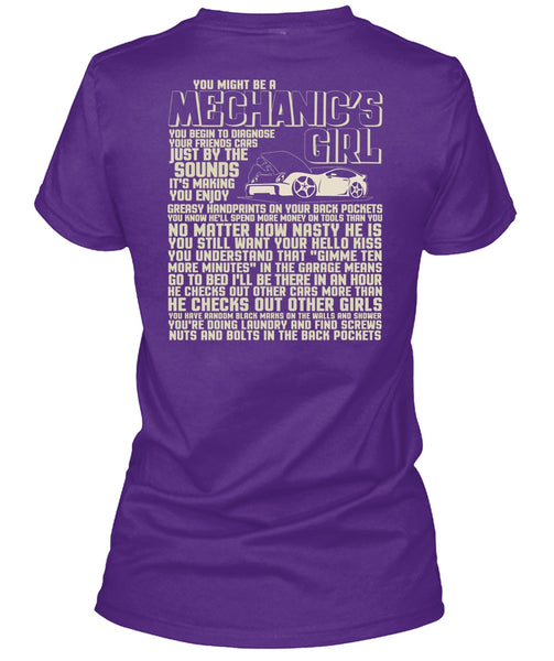 You Might Be A Mechanic's Girl T Shirt, He Checks Out Other Girls T Shirt