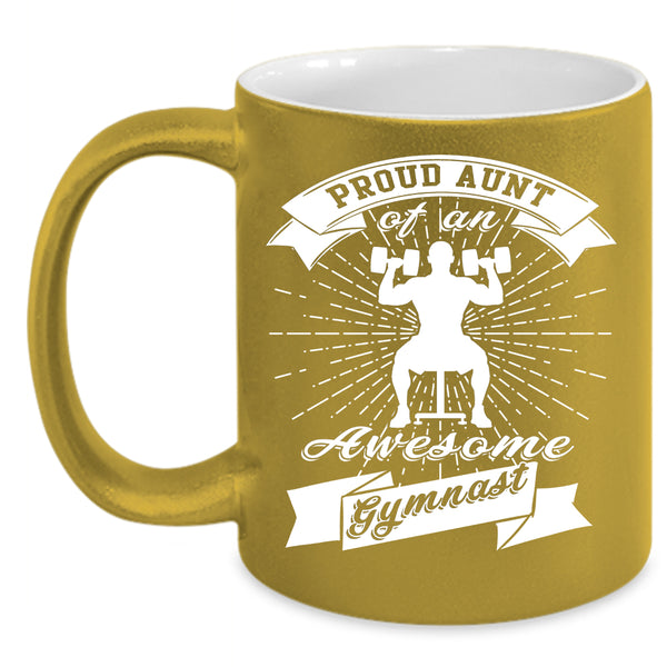 Proud Aunt Of An Awesome Gymnast Coffee Mug, Cool Aunt Coffee Cup