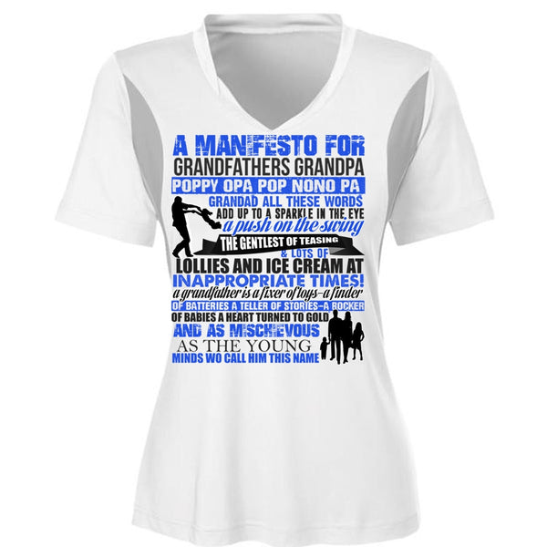 A Manifesto For Grandfathers Grandpa T Shirt, Being A Papa T Shirt, Cool Shirt (Ladies LS Heather V-Neck)