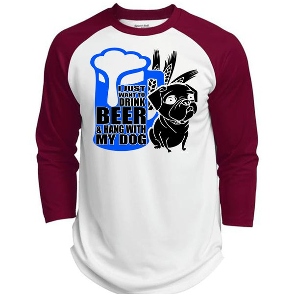 I Just Want To Drink Beer T Shirt, I Love Dog T Shirt, Awesome T-Shirts  (Polyester Game Baseball Jersey)