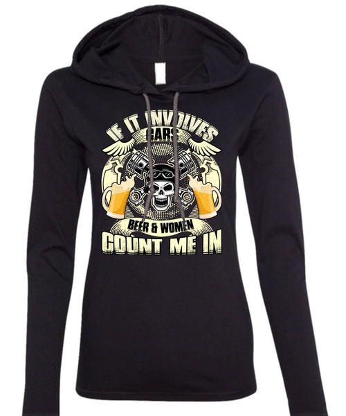 If It Involves Cars T Shirt, I Love Mechanic T Shirt (Anvil Ladies Ringspun Hooded)
