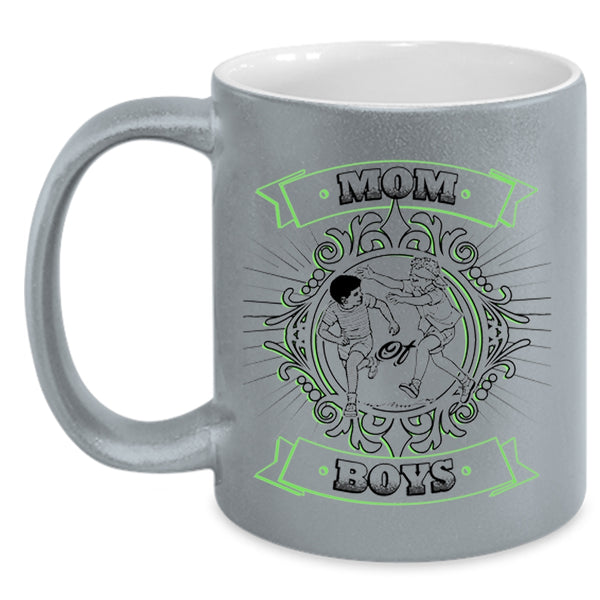 Mother And Sons Coffee Mug, Mom Of Boys Accent Mug