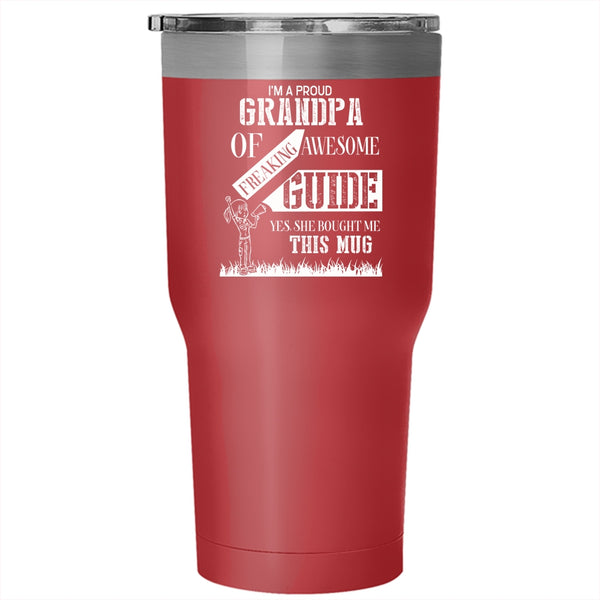 I'm A Proud Grandpa Of Awesome Guide Tumbler 30 oz Stainless Steel, Cool Grandpas Travel Mug