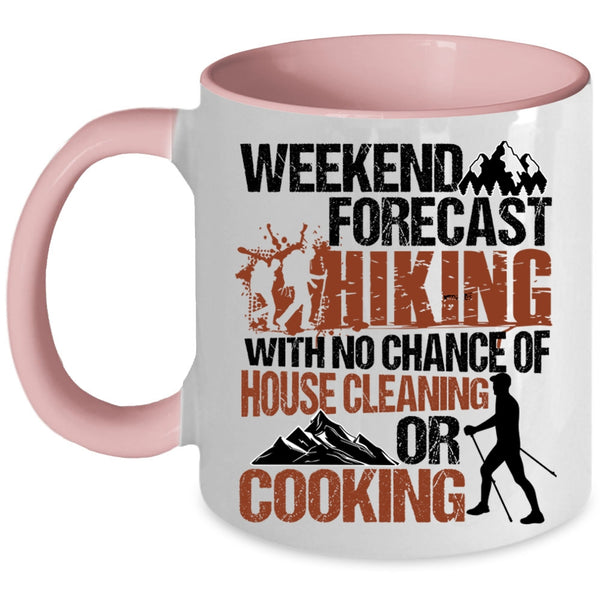 I Love Hiking Coffee Mug, Weekend Forecast Hiking Accent Mug