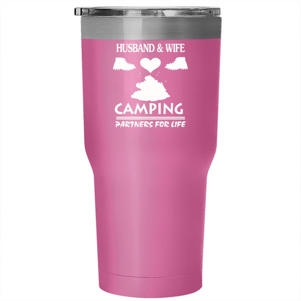 Husband And Wife Tumbler 30 oz Stainless Steel, Camping Partners For Life Travel Mug