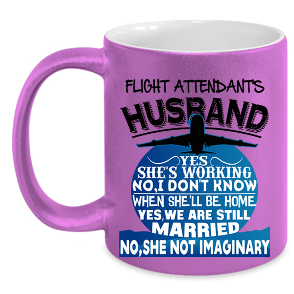 Just Married Coffee Mug, Flight Attendant's Husband Accent Mug