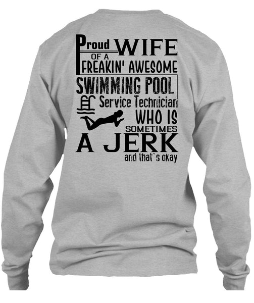 Proud Wife Of A Freaking Awesome Swimming T Shirt, I Love Swimmer T Shirt