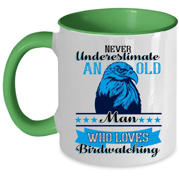 Funny Grandpa Coffee Mug, An Old Man Loves Birdwatching Accent Mug