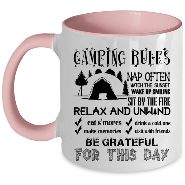 Funny Gift For My Friends Coffee Mug, Camping Rules Accent Mug