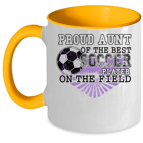 Awesome Aunt Coffee Mug, Proud Aunt Of The Best Soccer Player Accent Mug